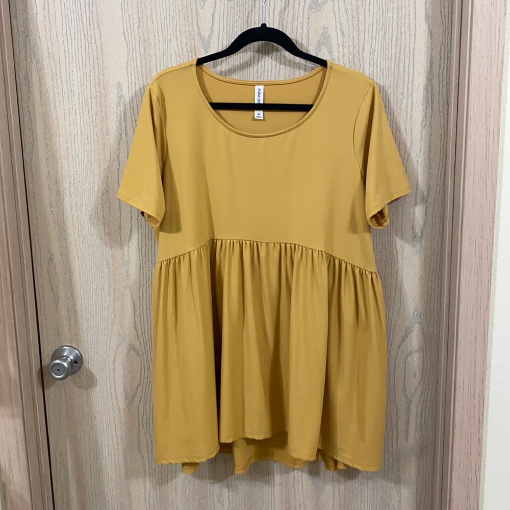 Chic Soul - Mustard Babydoll Top - 2x